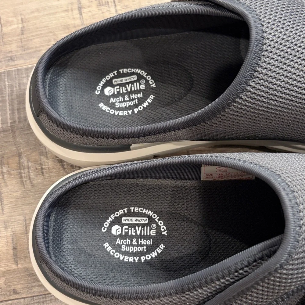 NWOT Fitville Marca slip on comfort diabetic shoes adjustable gray 10EW